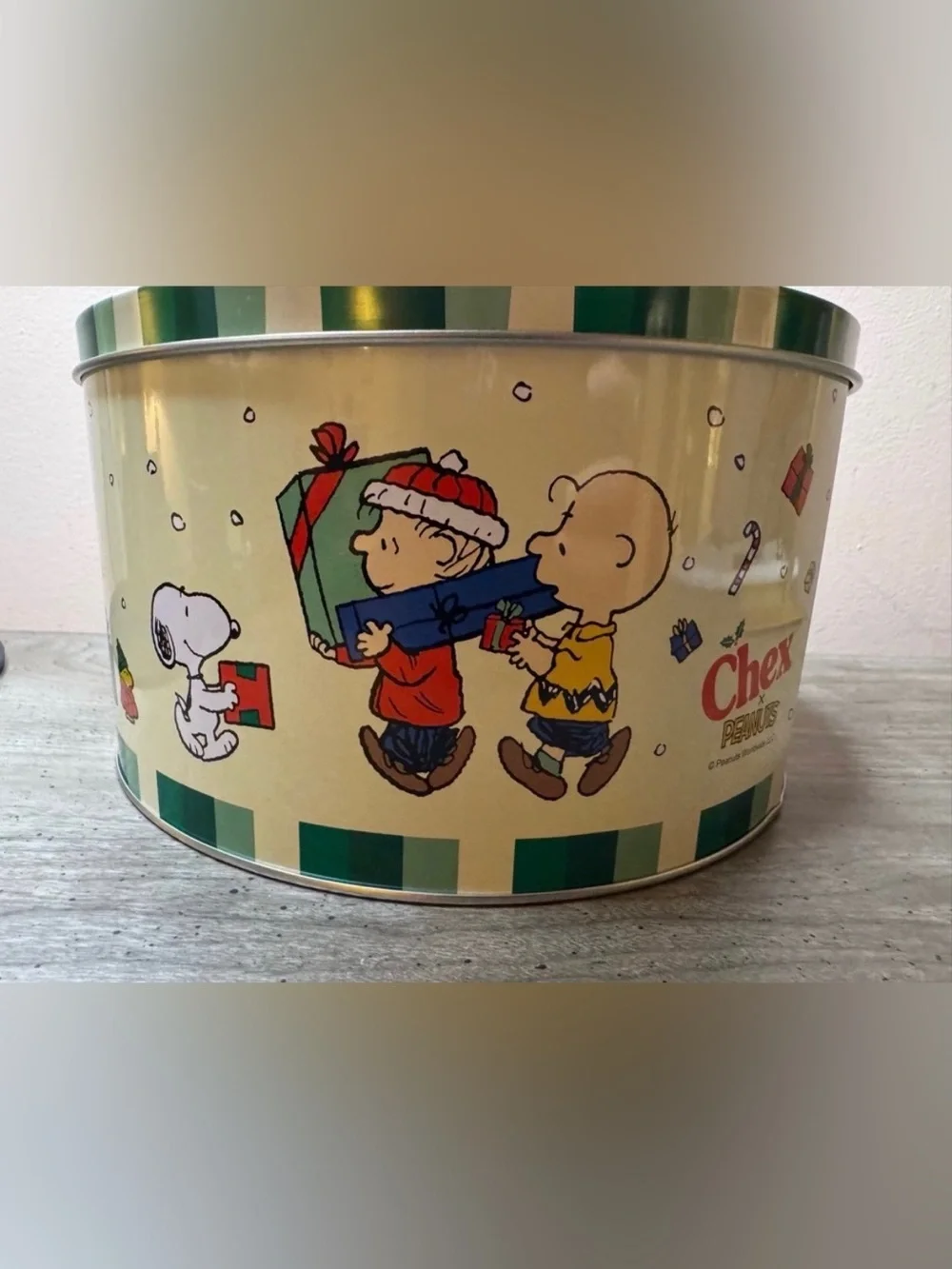 Peanuts and Chex Collab Holiday Tin Container 2025